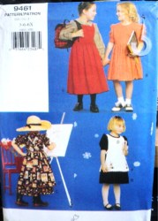 9461 VOG EZ GIRLS DIRNDL DRESS LENGTHS,PINAFORE PATTERN 5-6X